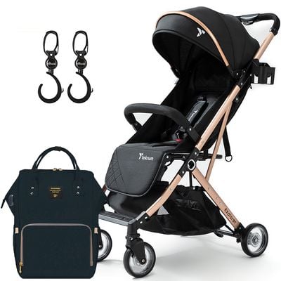 Teknum Explorer Travel Stroller w / t Diaper Bag & Stroller Hooks - Black